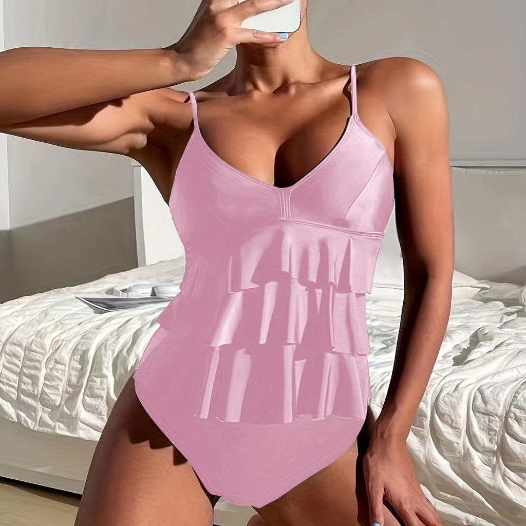 Maillot de bain rose pour femmes de style européen et américain