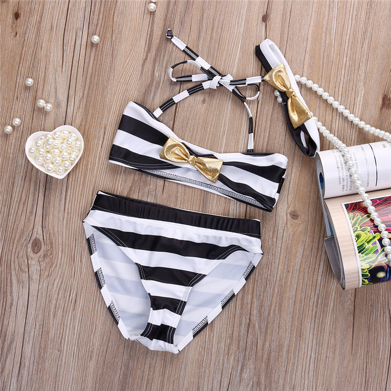 Bébé fille rayé arc bikini beachwear