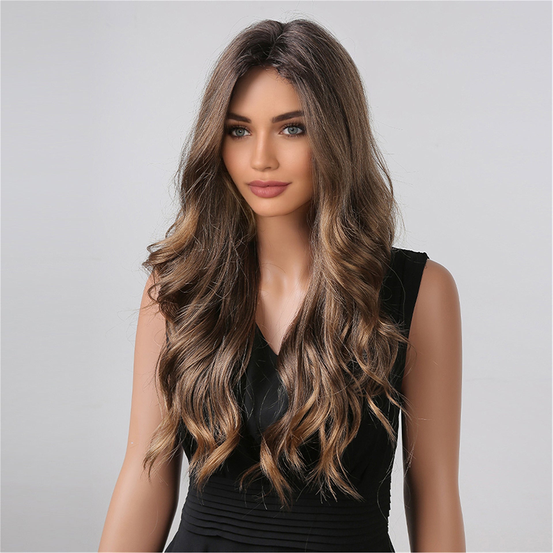 Brown Long Curly Hair Européen et American Wig