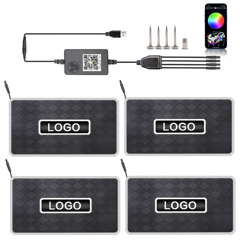 Tapis de voiture Ambiance Light Led Voiture lumière décorative Bluetooth RGB Foot Sound Control Rhyt