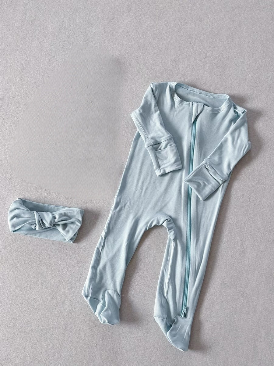 Bébé pied Zip-up Romper Onesie