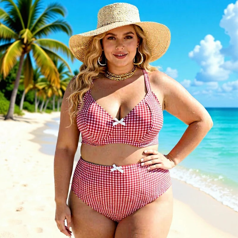 Maillot de bain en deux parties imprimé sans dos sexy de plus grande taille