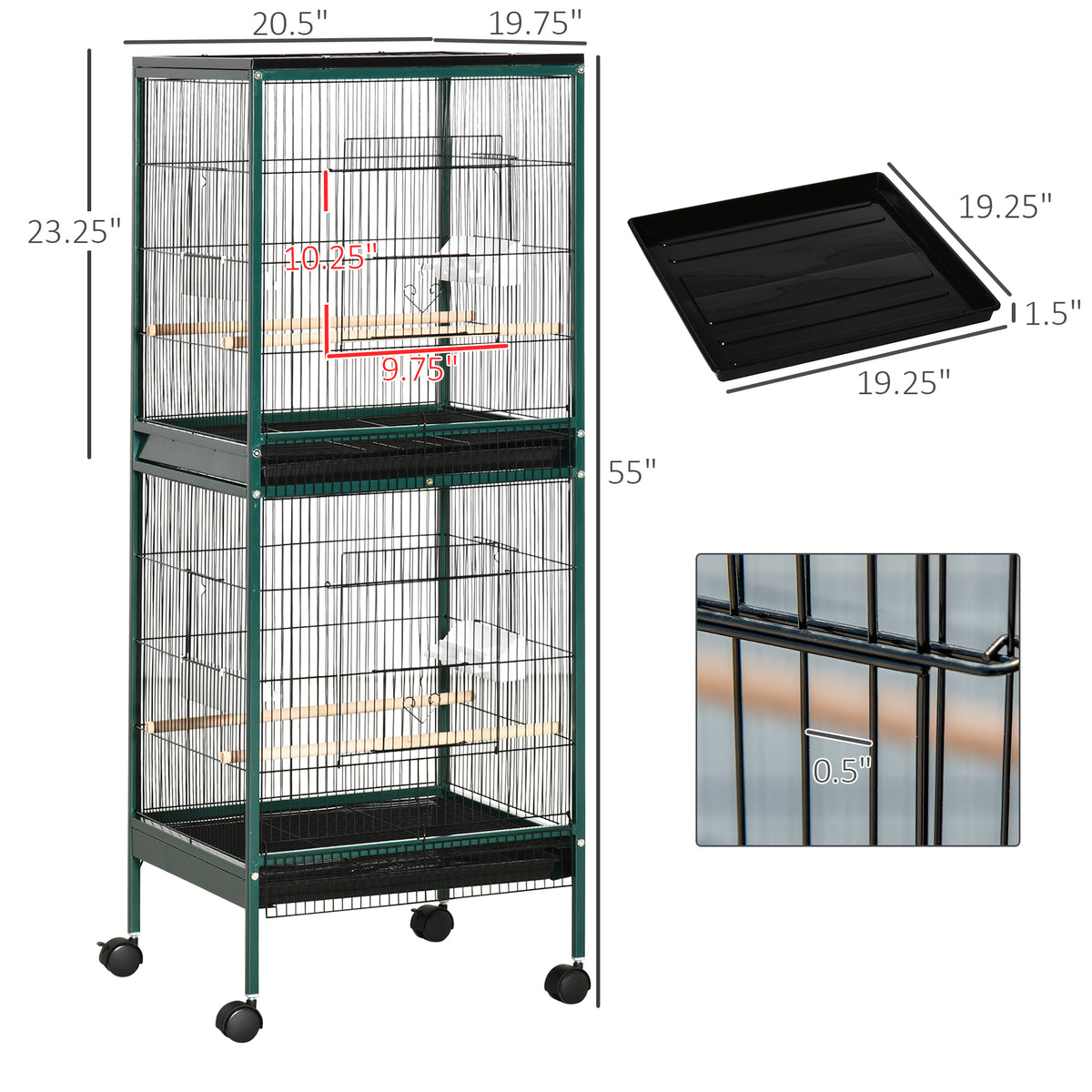 Large bird cage with 1.7 ft. Width for Wingspan
