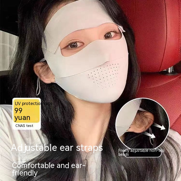 Facekini Masque plein visage écran solaire Respirant mince soie glacée