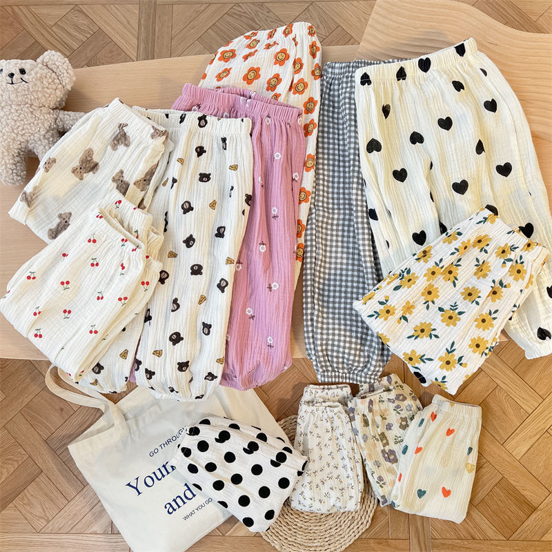 Style d'été Garçons et filles Baby Double-Layer Gauze Casual pantalons respirants