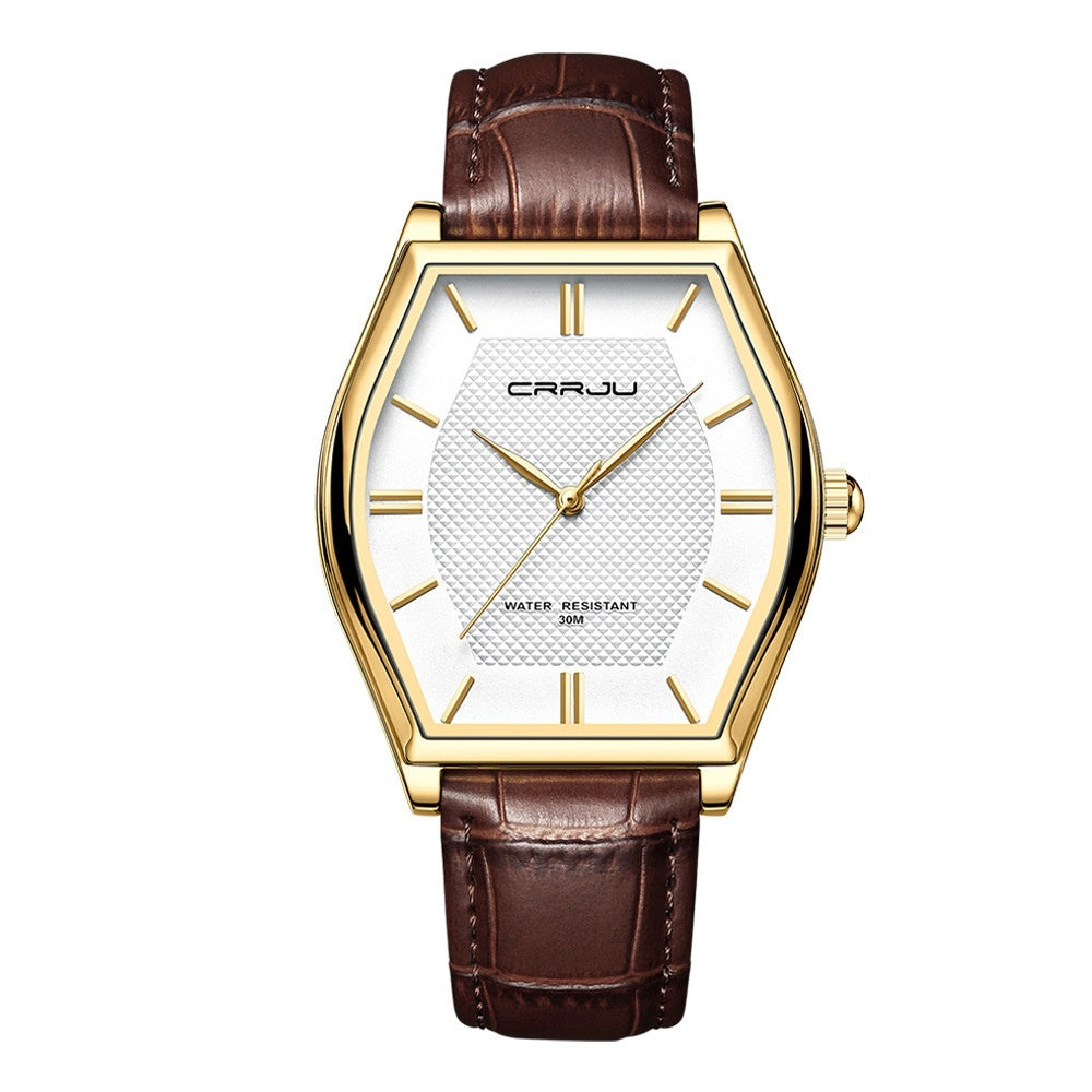 Montre en cuir imperméable en forme de barrique