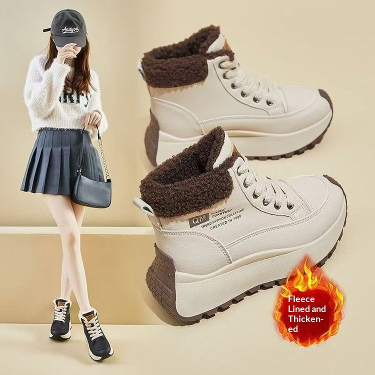 Chaussures haut de gamme en coton avec des semelles épaisses style papa pour l'hiver