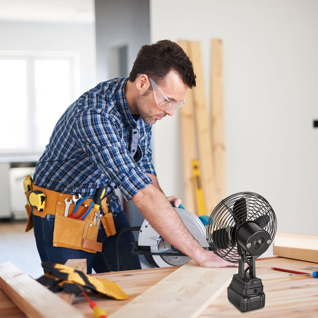 1Pc 9.06 Ventilateur d'emploi portable compatible avec un ventilateur d'atelier sans fil de batterie 21V avec 2 S
