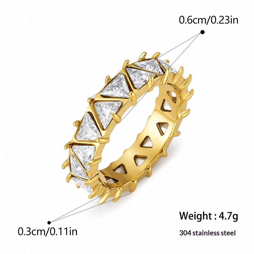Anneau de titane en acier inoxydable Zircon pour femmes