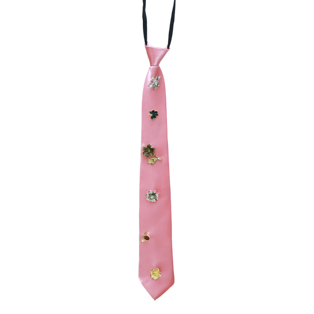 Accessoire aux fleurs en alliage de style rétro avec une cravate rouge et noire