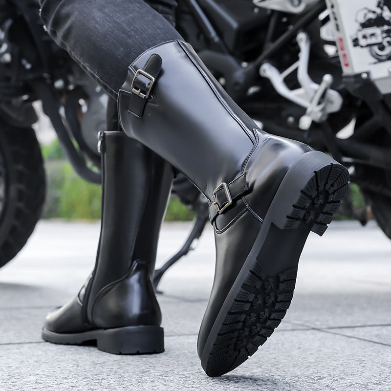 Bottes de moto à zip latéral pour hommes