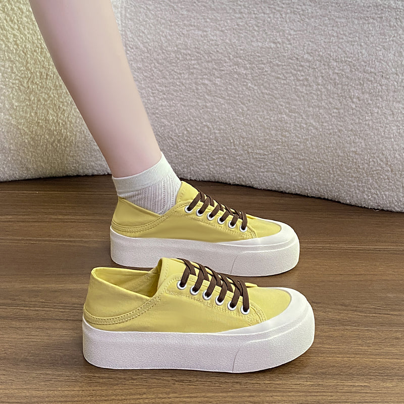 Femmes Versatile Style Coréen Platform Toile Chaussures Été Arrivée Trendy Confortable Ligh