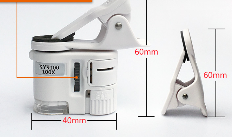 Caméra numérique Microscope pour téléphone portable avec lumière LED