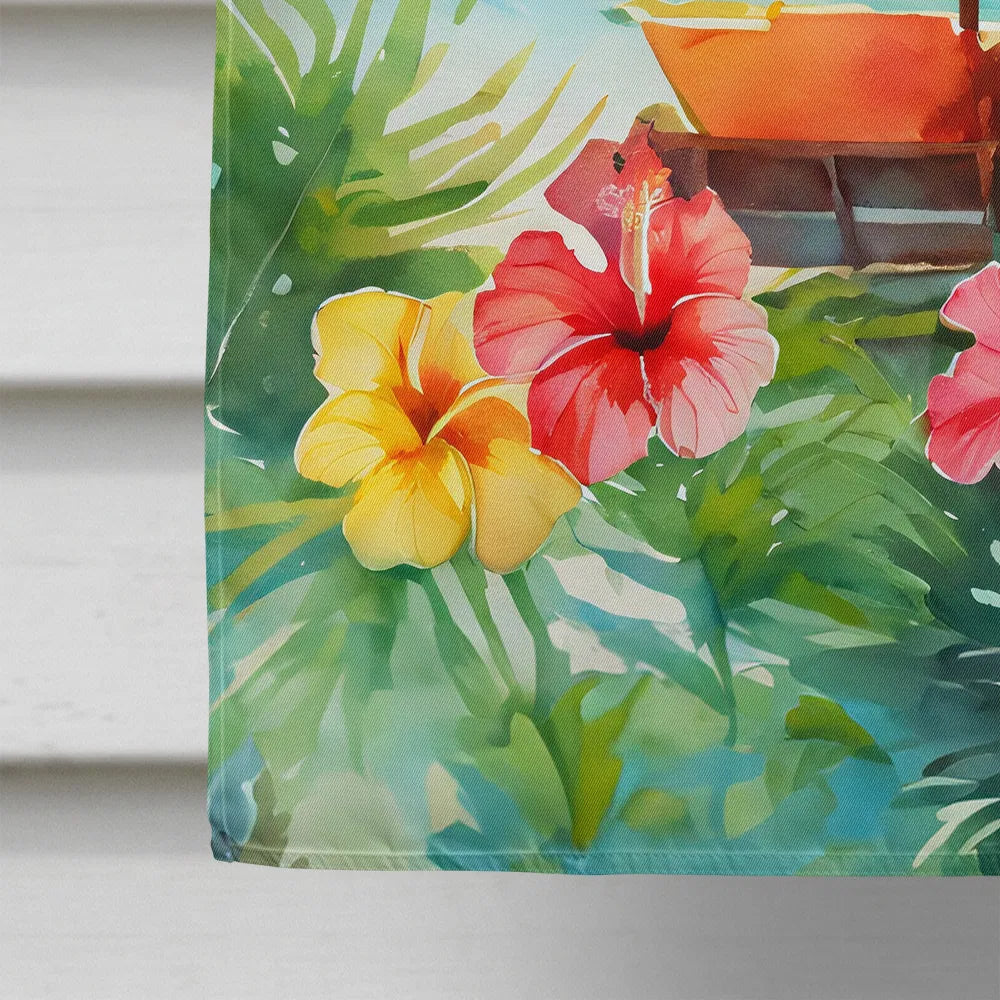 Hawaï Hibiscus hawaïen dans l'aquarelle Maison Drapeau Grand Porc Manches Pole décoratif Outsi