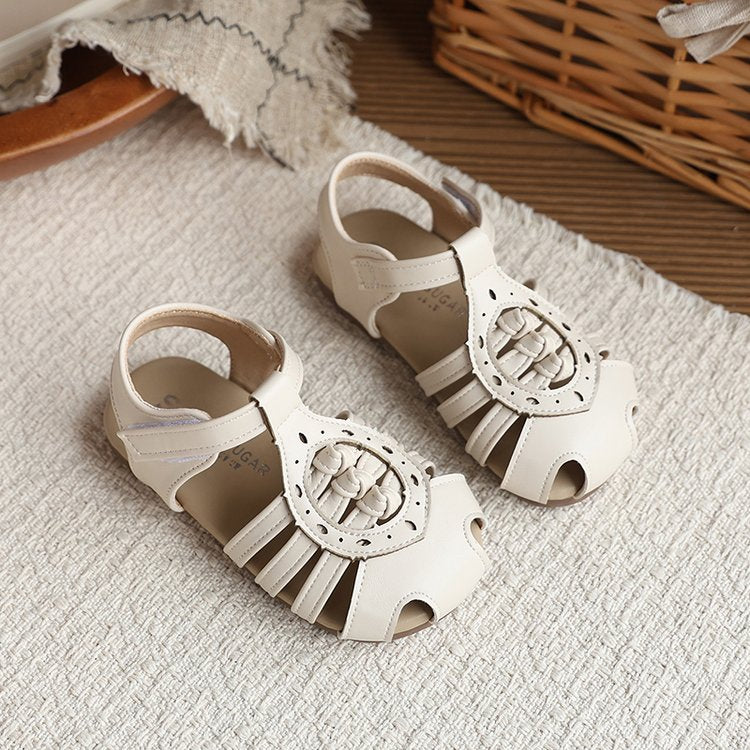 Baotou Woven Sandales romaines Été Arrivée Style coréen Princesse Chaussures pour les filles avec Openw