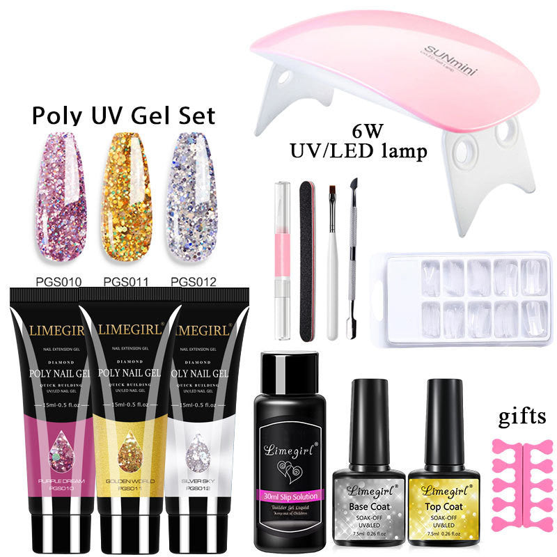Gel d'extension de ongles ensemble cristal photothérapie UV