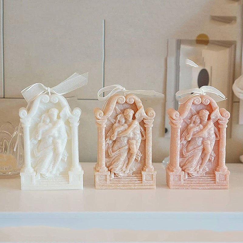 Ancien couple grec Angel Aromatherapy Gypse bougie chocolat cuisson gâteau décorant le sil