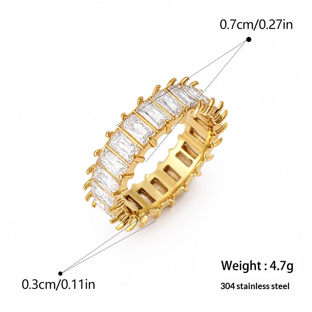 Anneau de titane en acier inoxydable Zircon pour femmes