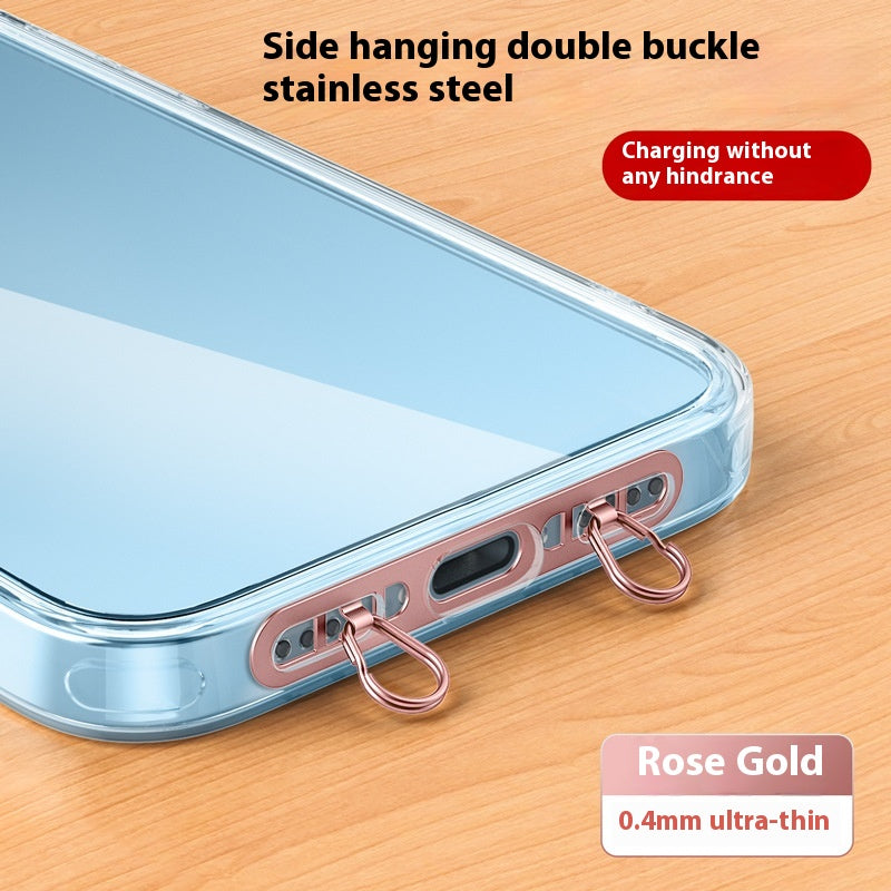 Téléphone mobile Lanyard Acier inoxydable côté suspension Clip anti-perte joint double boucle