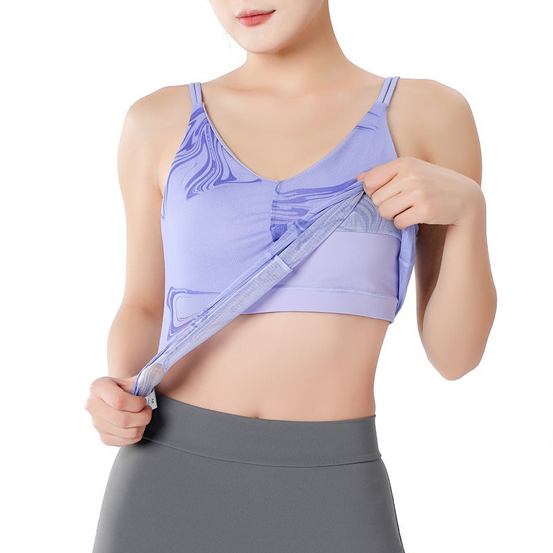 Vente imprimé Yoga Vest Sports de sport mode porter Casual Sling Fitness sans manches à