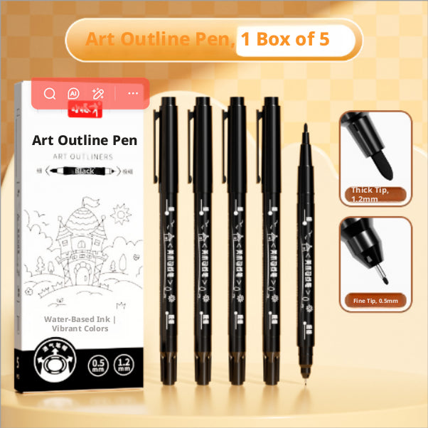 Art Crochet stylo-à double extrémité modèle-noir-5 pcs-1 boîte