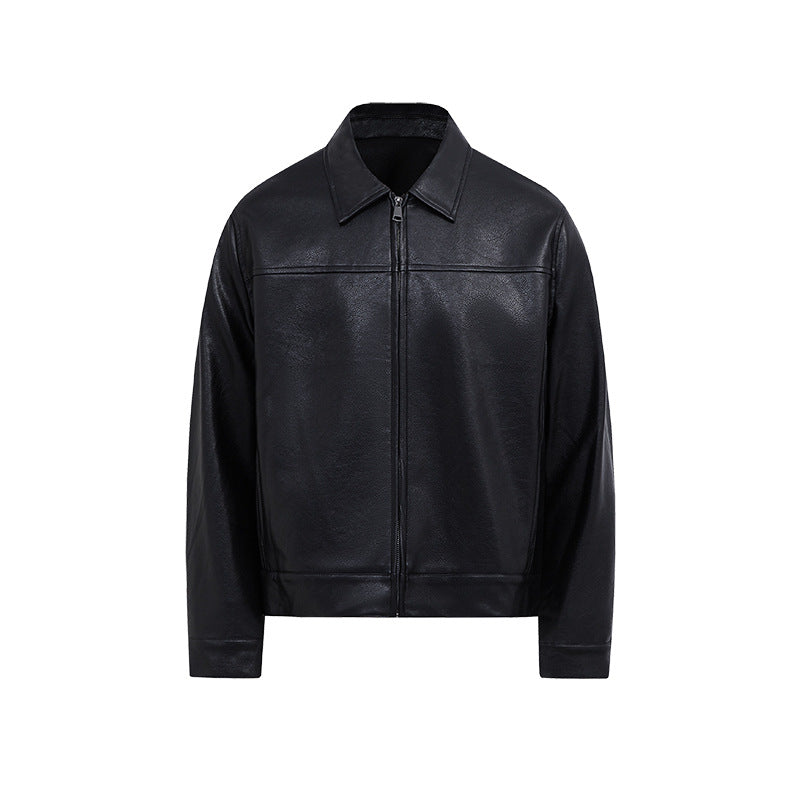 Veste en cuir courte d'automne manteau casual