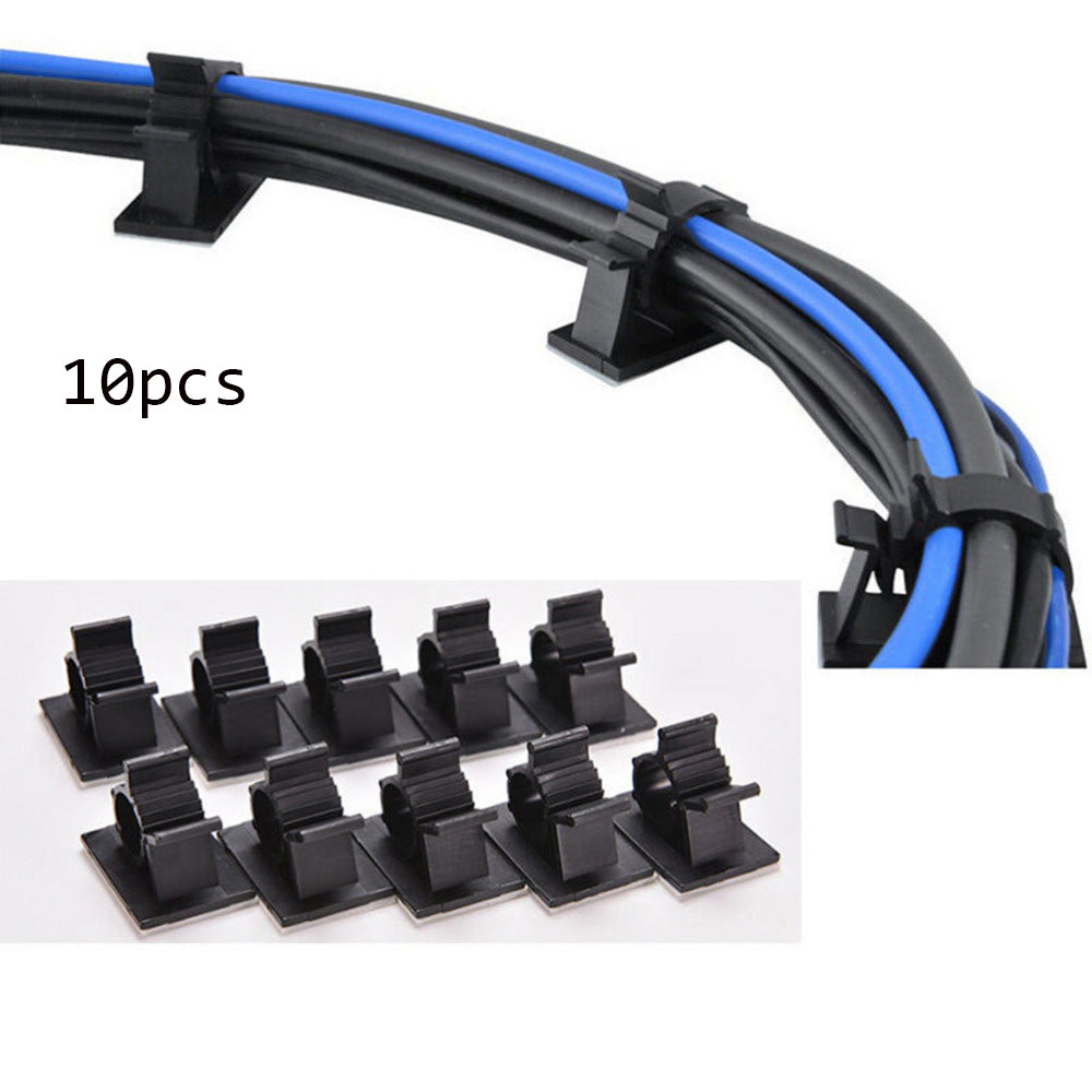 10PCS 13mm nylon Collier de câble adhésif noir Câble Clip