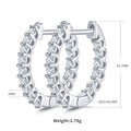 S925 Argent Sterling 30pcs Moissanite Boucles d'oreilles Huggie Hoop pour femmes 16,5mm Plaque platine
