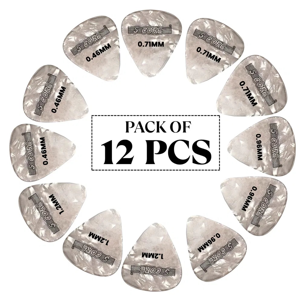 5 Picks de guitare de base 12 pièces Celluloïde léger moyen lourd extra lourd pour électri acoustique