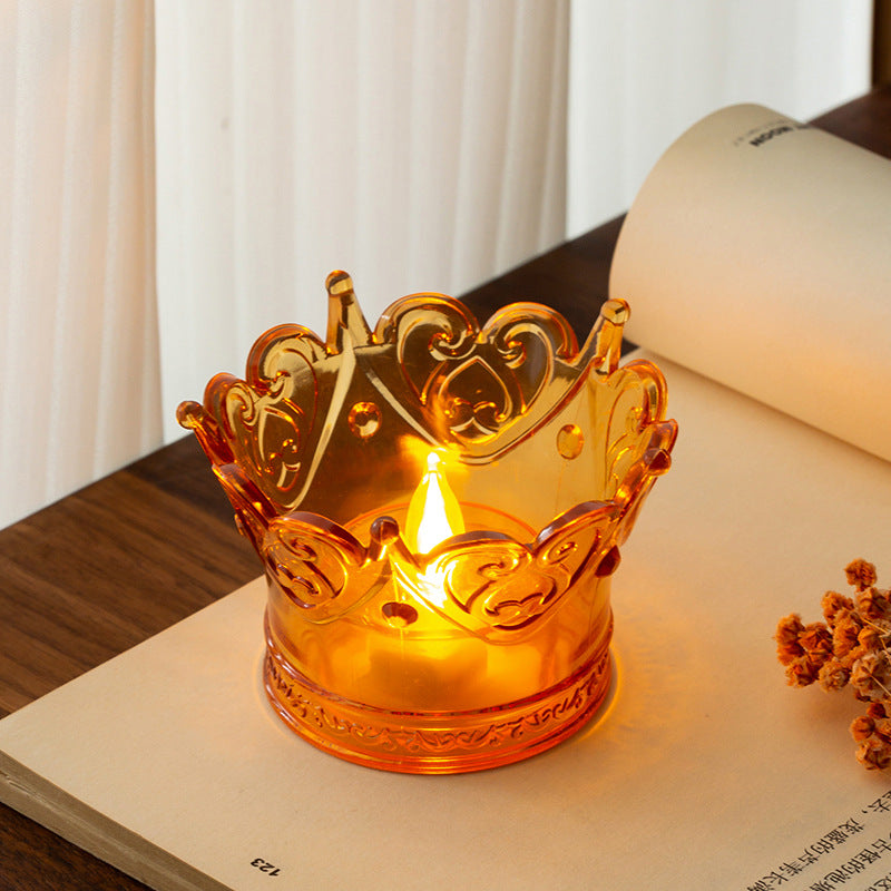 LED Electronic Candle Transparent Light Crown Night Light LED Small Tea Light Crystal Lamp