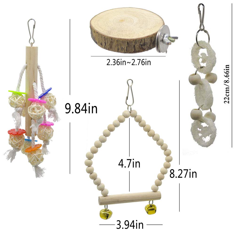 8 packs de jouets d'échouage de perroquets d'oiseaux - Jouets d'escalade d'oiseaux en bois naturel Sui