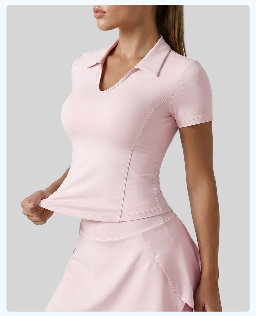 T-Shirt à manches courtes Polo couleur solide pour femme