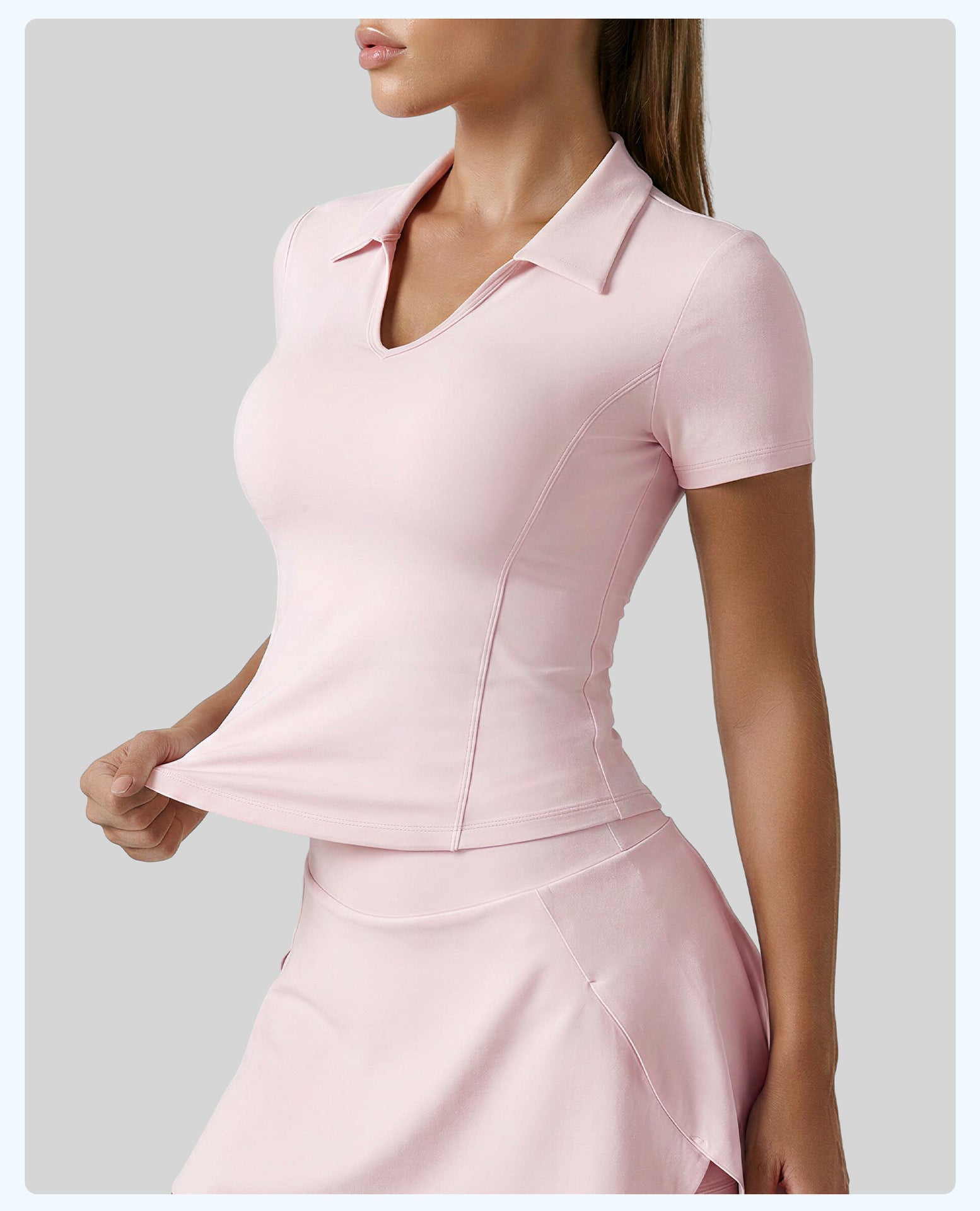 T-Shirt à manches courtes Polo couleur solide pour femme