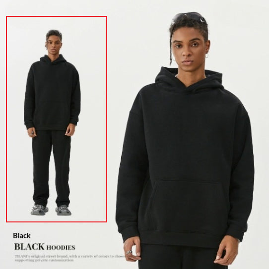 Style américain Trendy Brand Fleece-lined Extra-thick Hoodie and Sweatpants Tracksuit Set