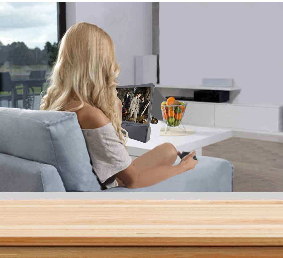 Amplificateur d'écran mobile de 10 pouces avec deux haut-parleurs Bluetooth