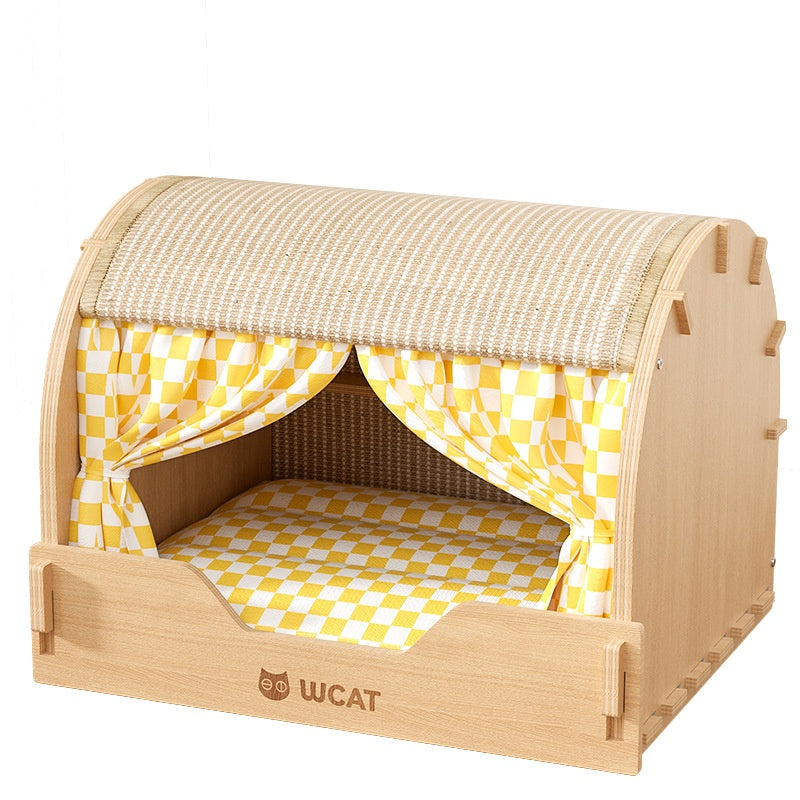 Lit de chat tout-en-un quatre saisons avec poste et tiroir