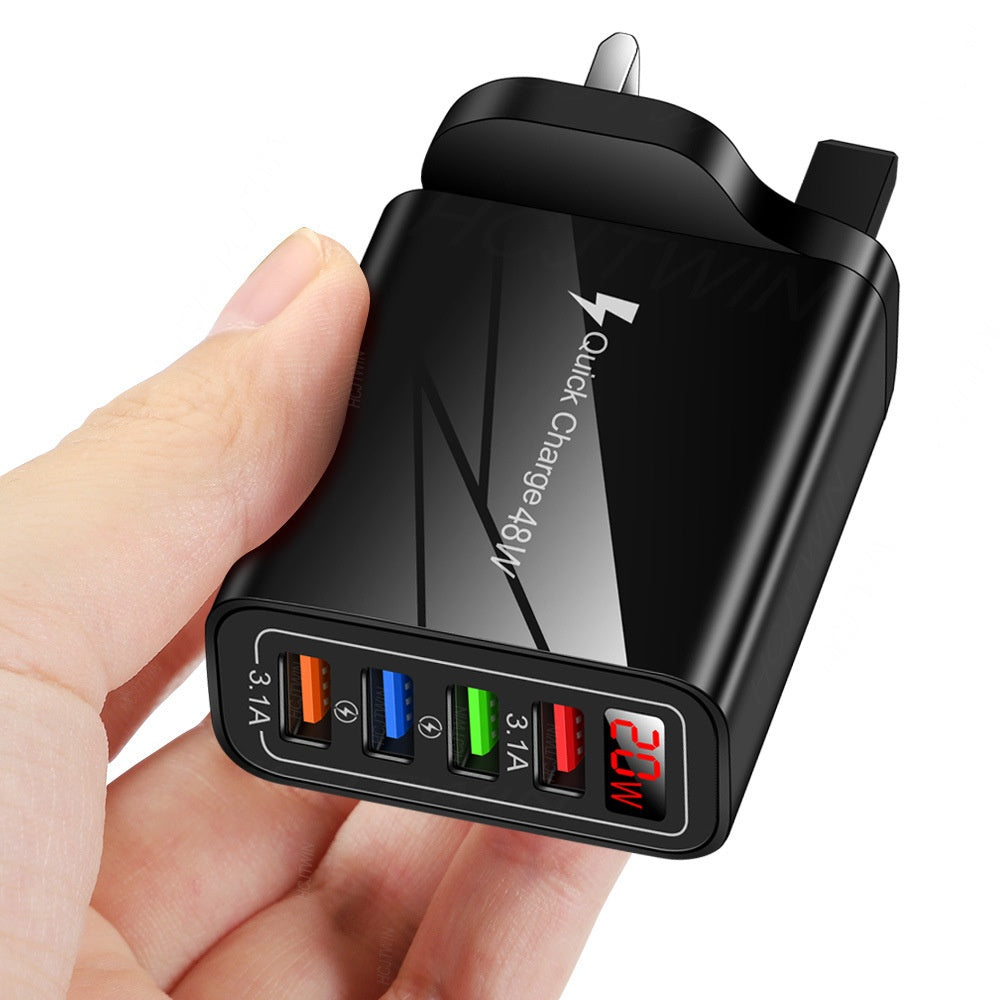 20W 4USB Affichage numérique Chargeur de téléphone mobile avec affichage