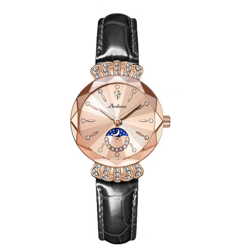 Femmes Diamant-embelli résistant à l'eau Bracelet en acier Casual Luxury Watch