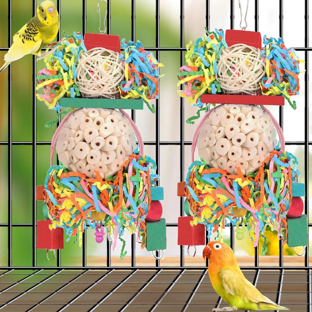 Jouets pour perroquet Balle de paille Accessoires de cage d'oiseau en bois