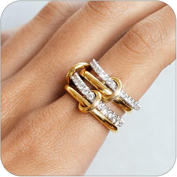 Amazon Vente Europe et Amérique Bague à trois couches empilées Bague à vent haute qualité