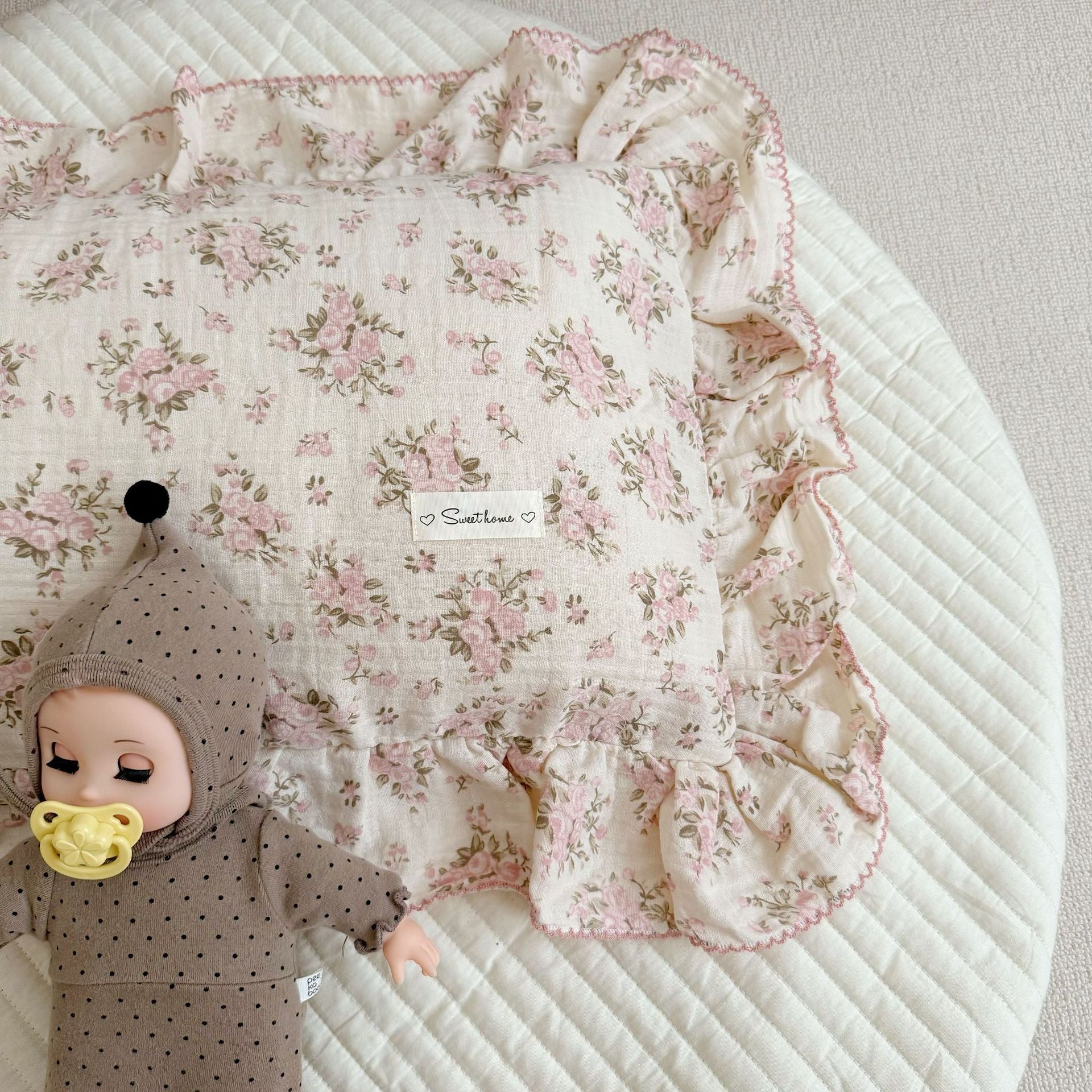 Coussin en coton floral de style coréen Gauze