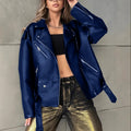 Veste en cuir biker pour les femmes Boyfriend-Style