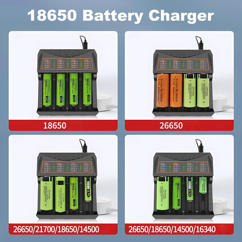 Chargeur de batterie intelligent LED 4-Slot USB pour batterie rechargeable AA AAA Nimh 18650