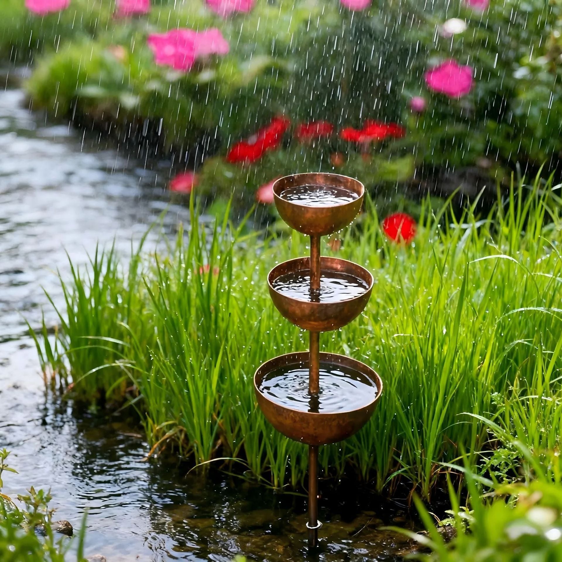 Décoration de jardin de plantes collecteurs d'eau de pluie