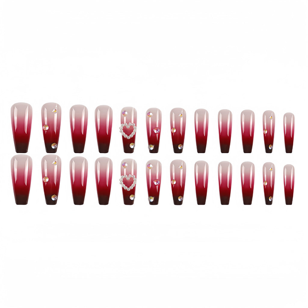 Perle coeur vin rouge Gradient porter faux ongles Conseil
