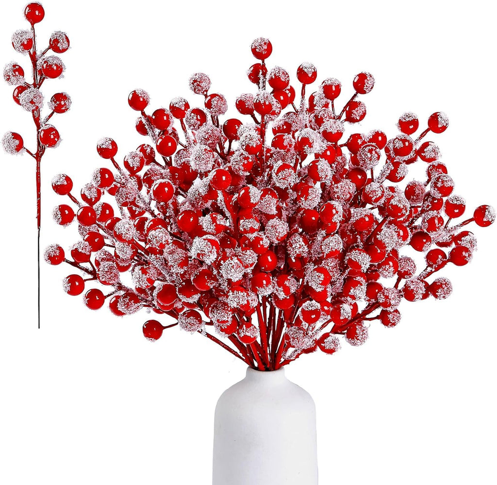 Feuilles artificielles de baies rouges 30 PCS 8,9 pouce