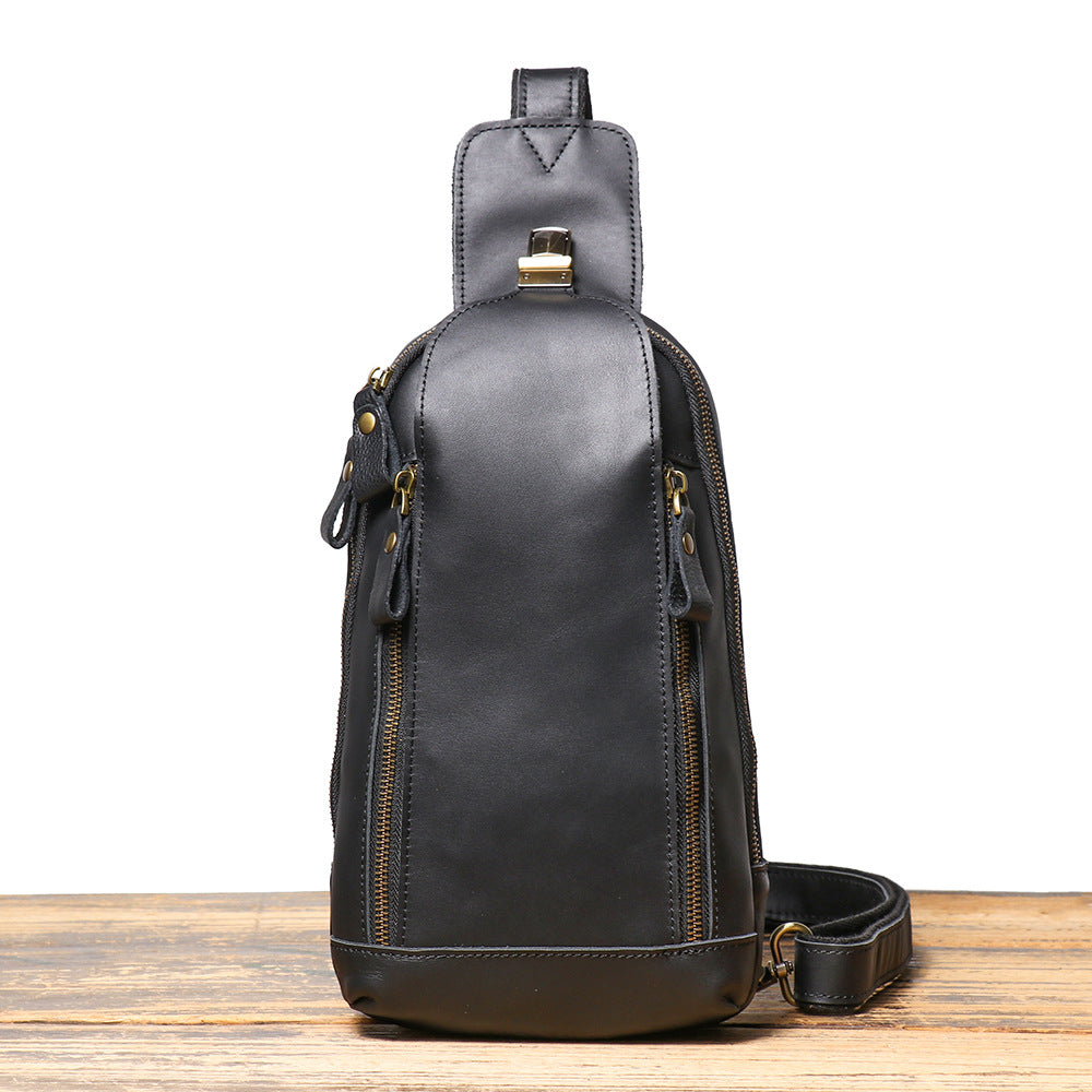 Crazy Horse en cuir pour hommes Sports Crossbody Bag