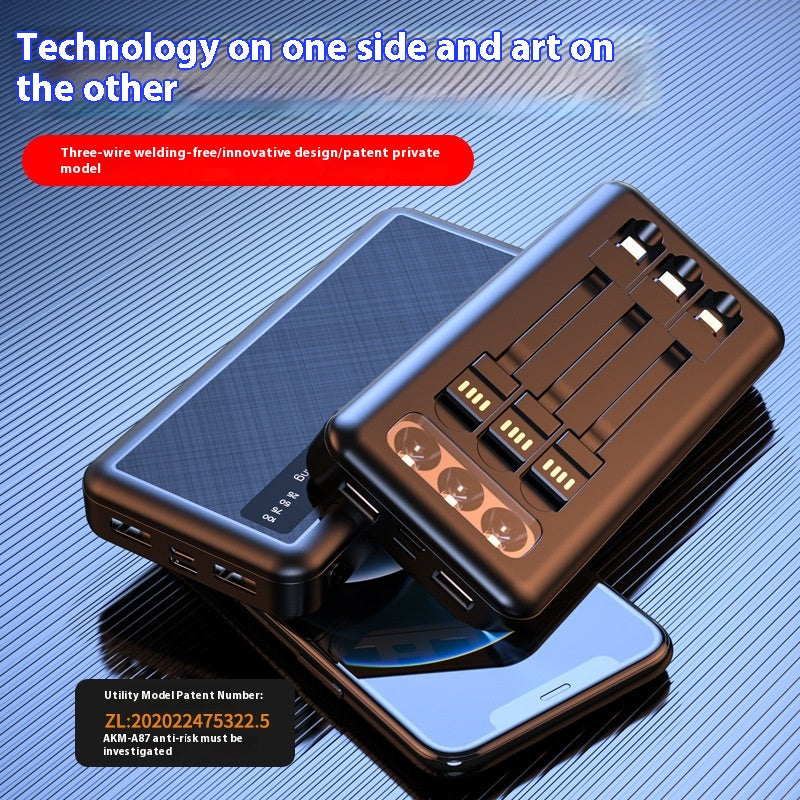 Power Bank avec affichage de lumière amovible par câble Alimentation Grande capacité Chargement rapide