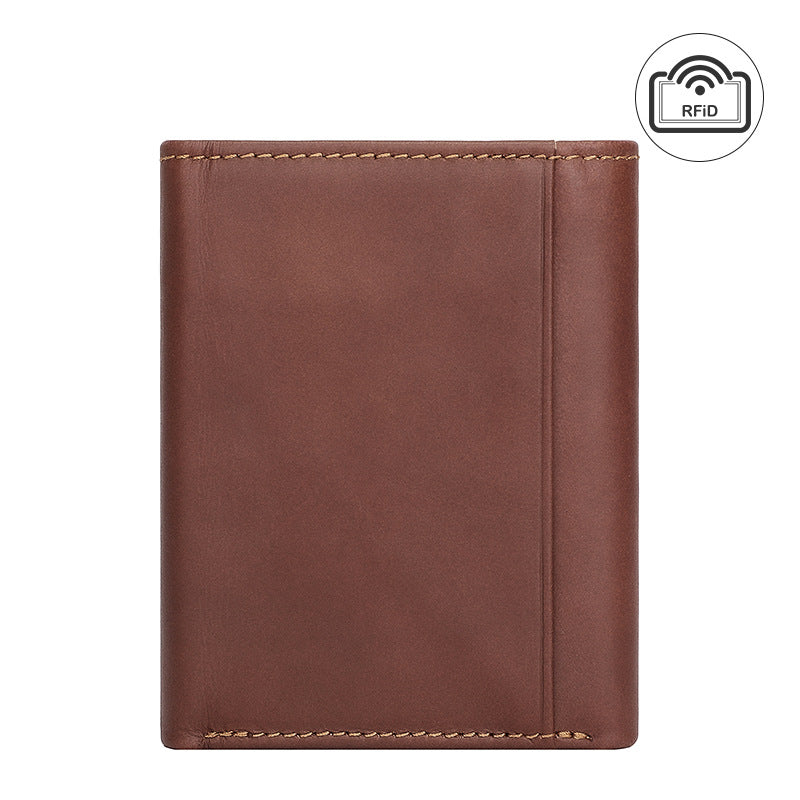 Hommes RFID anti-vol swiping plusieurs fentes de cartes portefeuille en cuir vintage court