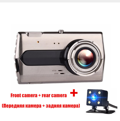 Enregistreur de conduite en alliage de zinc vision de nuit HD Double-lentilles double-enregistrement 4 pouces 1080P inversement